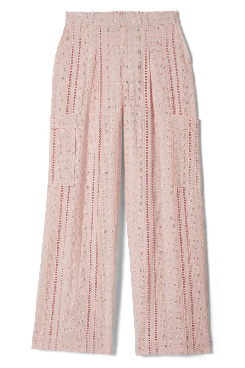 The Mercer Cotton Eyelet Wide Leg Pants, Alternate, color, CHALK PINK