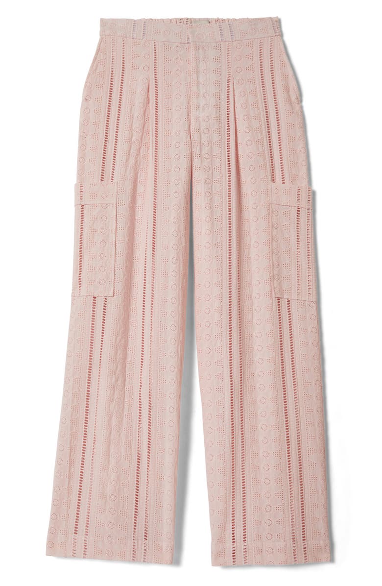 Brixton The Mercer Cotton Eyelet Wide Leg Pants, Alternate, color, Chalk Pink
