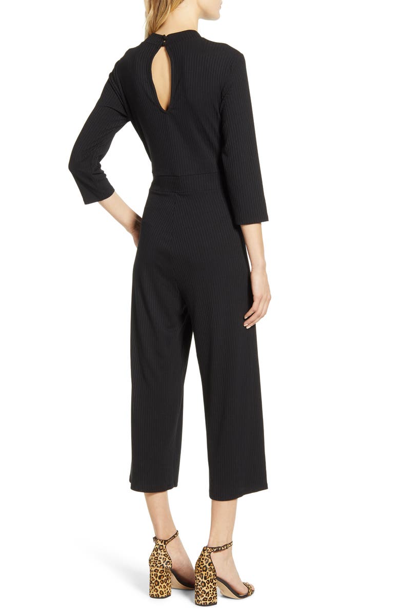Bobeau Ribbbed Knit Crop Jumpsuit, Alternate, color, 
