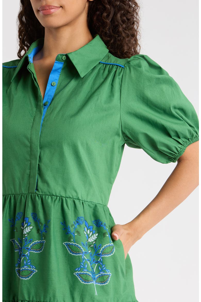 Meridy Floral Burie Tiered Minidress, Alternate, color, KELLY BLUE MULTI
