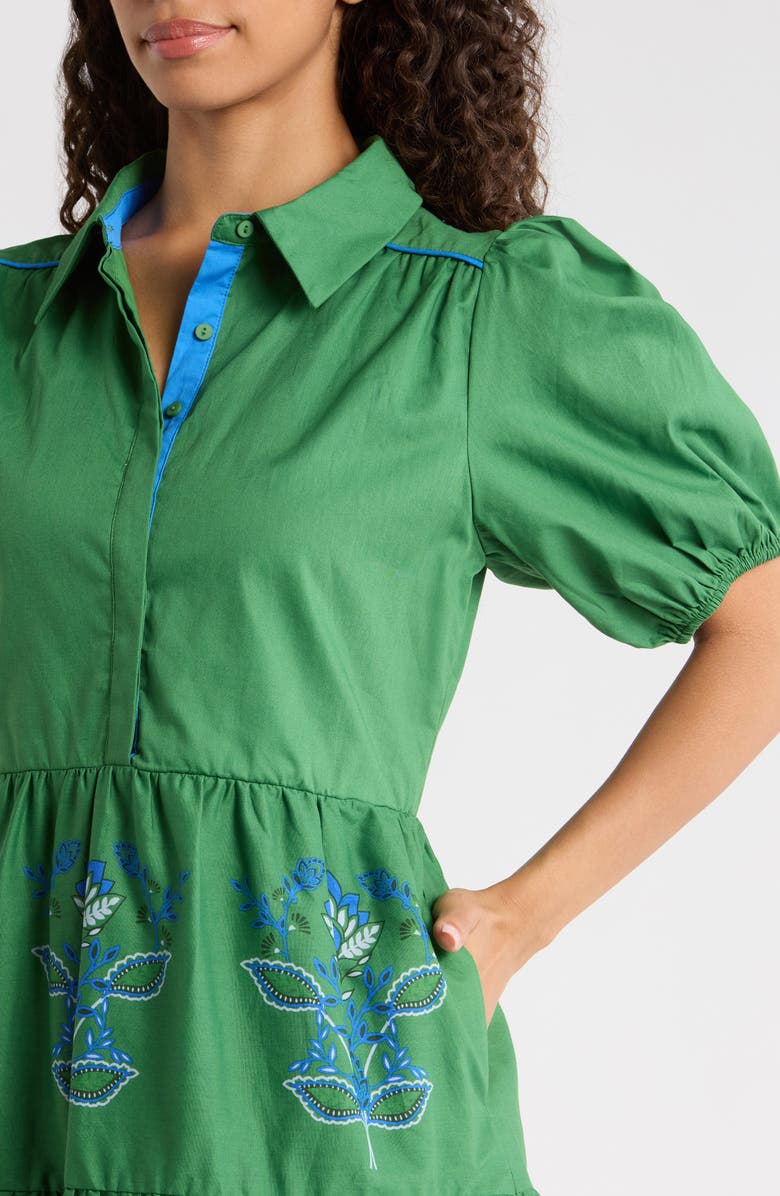 SUGARLIPS Meridy Floral Burie Tiered Minidress, Alternate, color, Kelly Blue Multi