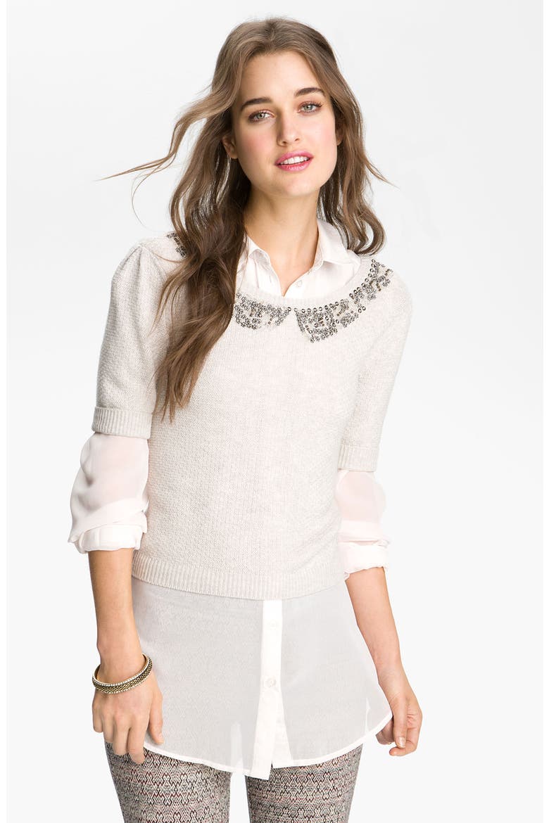 'City Of Dreams' Embellished Sweater, Main, color, COOKIES AND CREAM HEATHER