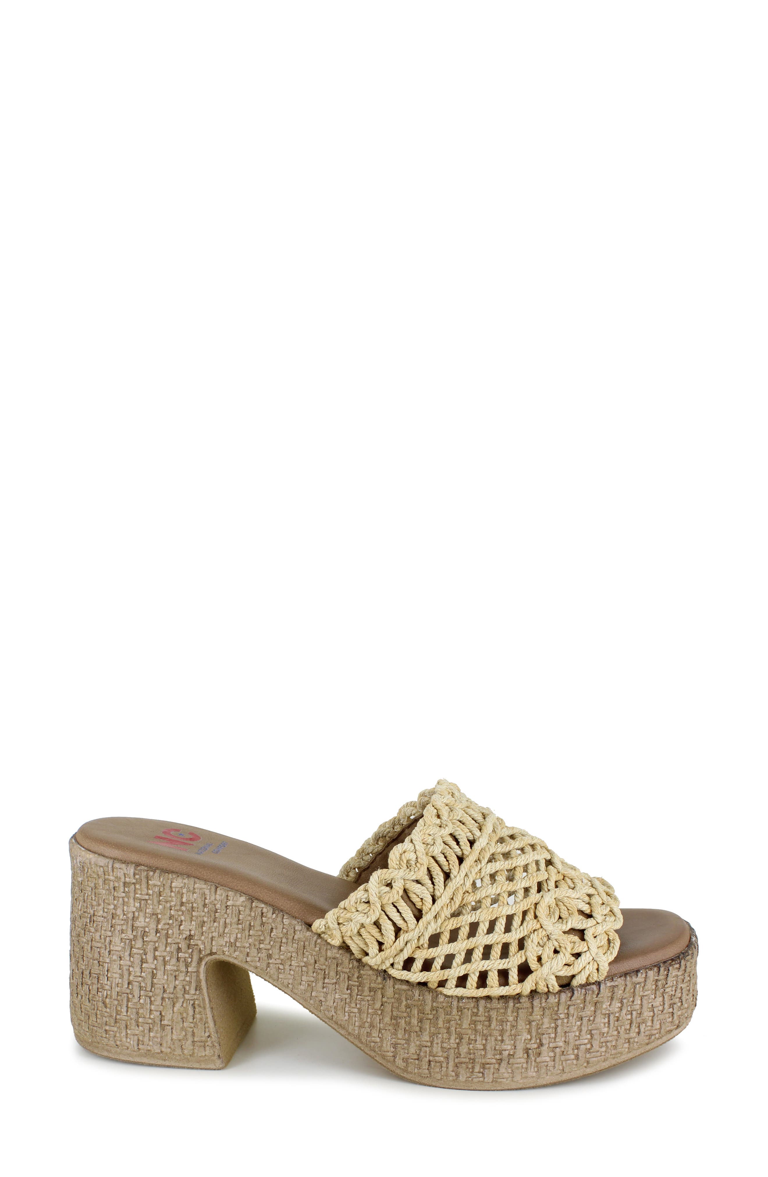 Callela Platform Slide Sandal, Alternate, color, NATURAL FABRIC