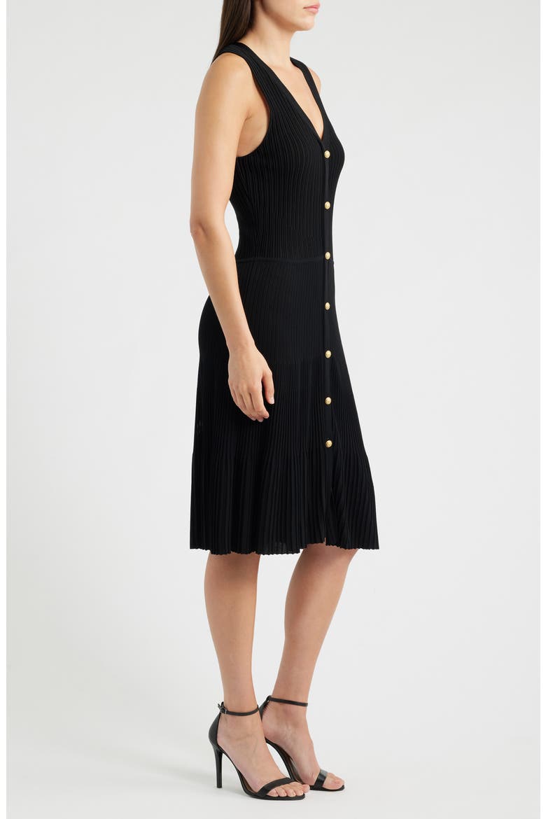 Tessa Sleeveless Rib Dress, Alternate, color, BLACK