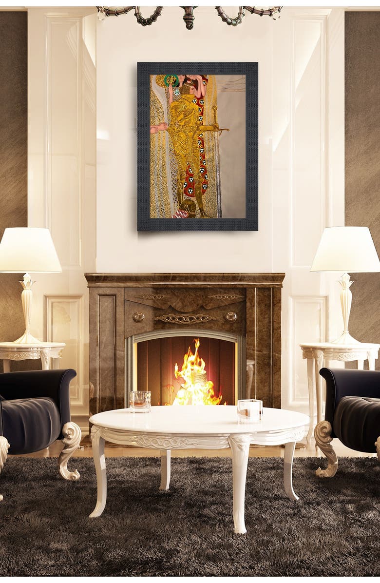 OVERSTOCK ART Beethoven Frieze, The Well-Armed Strong, Compassion and Ambition, 1902 (Luxury Line) - Framed Oil Reproduction of an Original Painting by Gustav Klimt, Alternate, color,