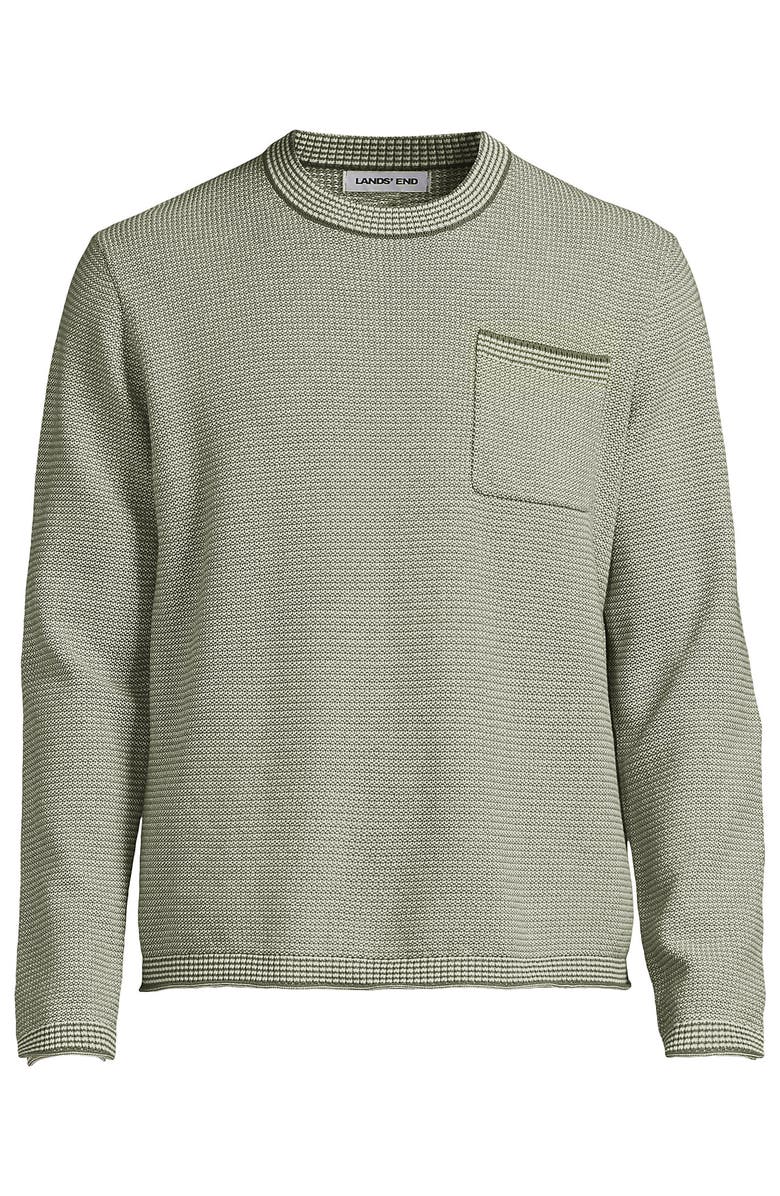 Lands' End Long Sleeve Textured Cotton Crewneck Sweater, Alternate, color, 