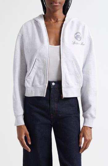 Sporty&Rich｜HOODIES/SWEATS (Vendome Resort Cropped Zip Vendome Resort Cropped Zip Hoodie - Heather Gray/Navy
