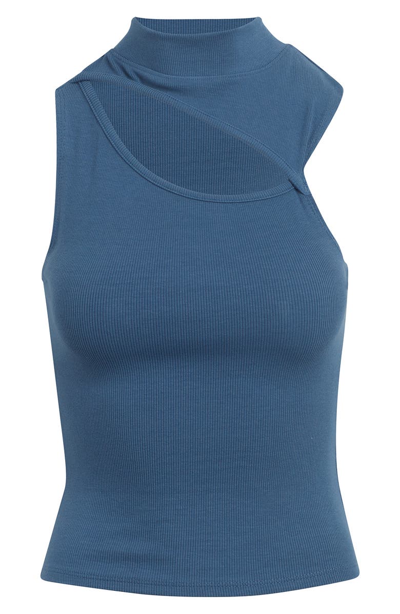 Hudson Jeans Mock Neck Cut Out Tank, Alternate, color, Moonlight Blue