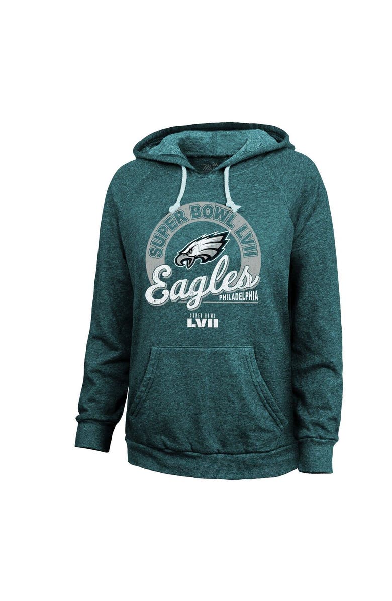 Majestic Threads Women's Majestic Threads Midnight Green Philadelphia Eagles Super Bowl LVII Extra Point Tri-Blend Pullover Hoodie, Alternate, color, 