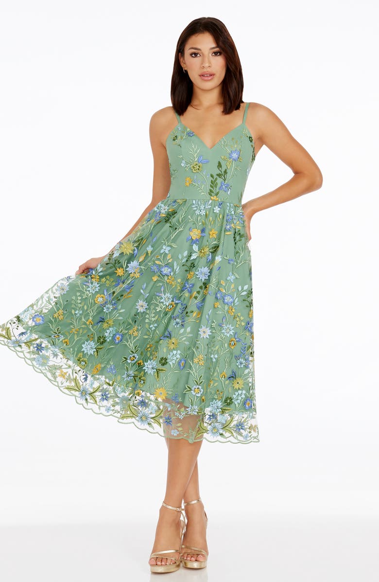 Dress the Population Maren Floral Embroidery Cocktail Dress, Alternate, color,