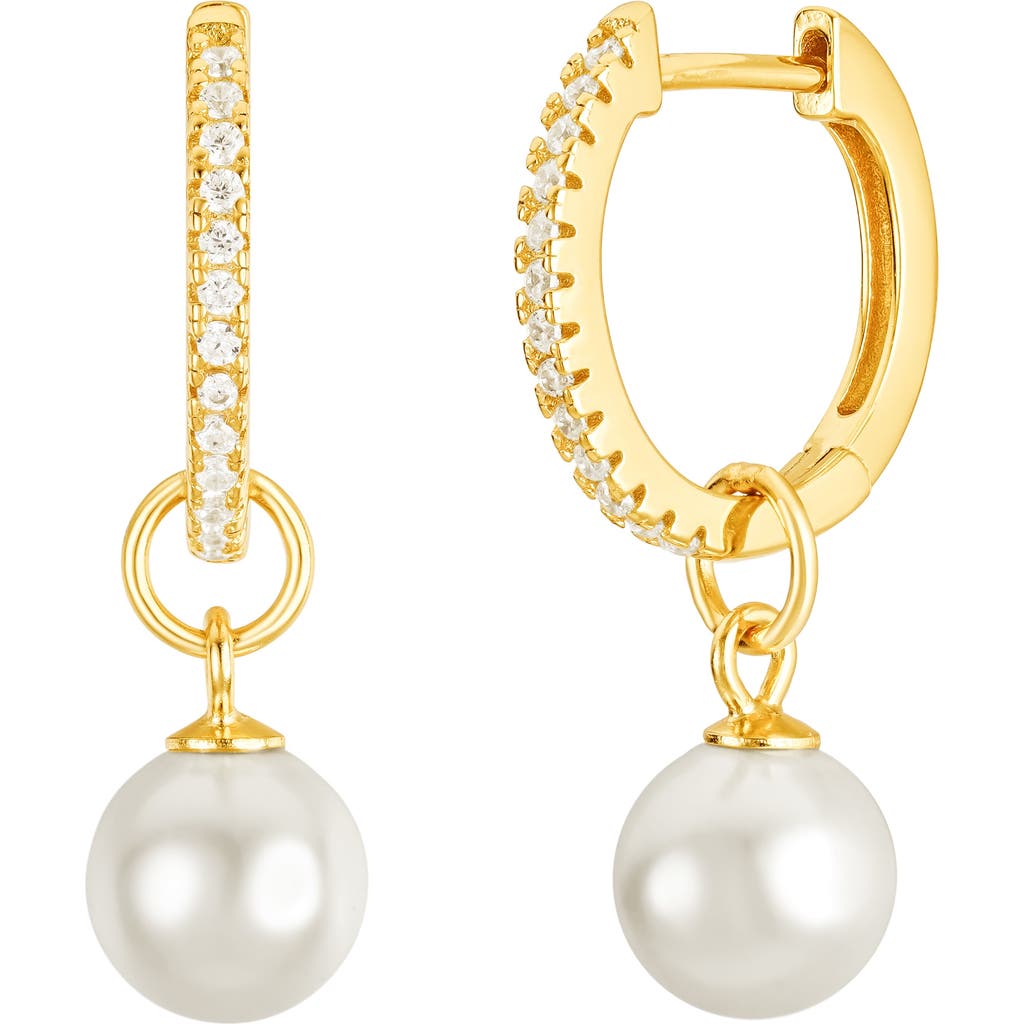 Untamed Petals Perfectly Poised Pearl Hoops In Gold