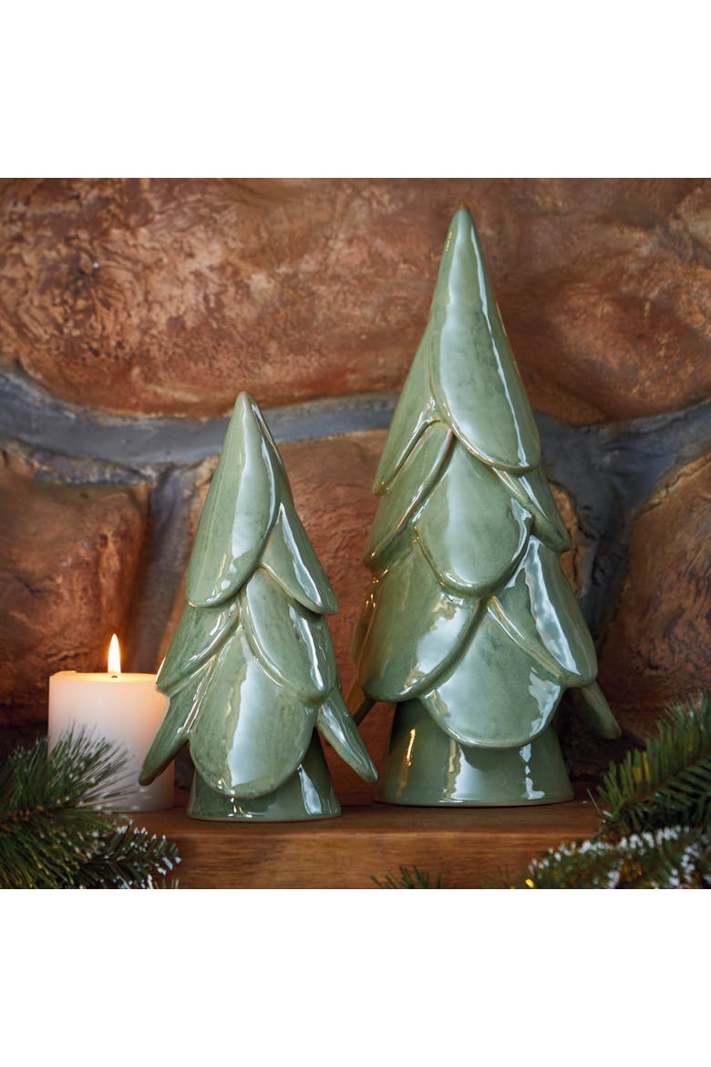 Vail Large Light Green Tree Decor Ceramic Holiday Sculpture, Alternate, color, Green