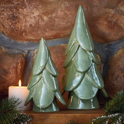 Tag Vail Large Light Green Tree Decor Ceramic Holiday Sculpture In Green