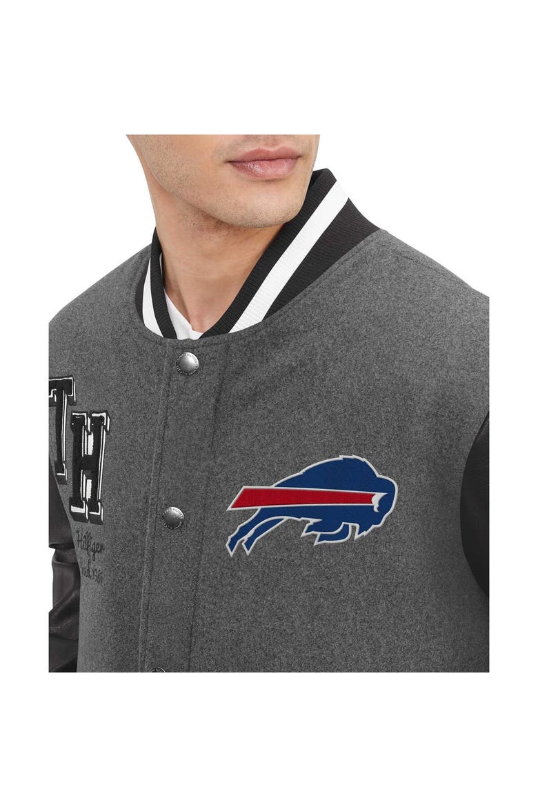 Men's Tommy Hilfiger  Heather Gray/Black Buffalo Bills Gunner Full-Zip Varsity Jacket, Alternate, color, Heather Gray
