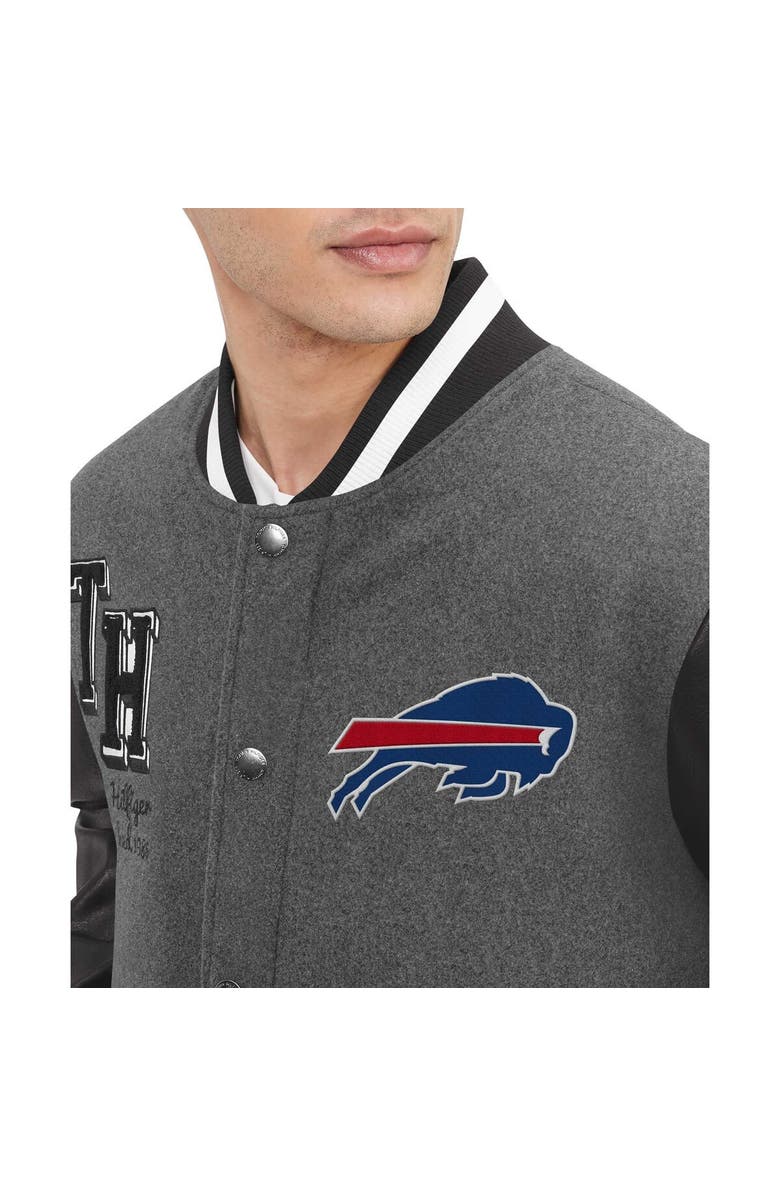 Tommy Hilfiger Men's Tommy Hilfiger  Heather Gray/Black Buffalo Bills Gunner Full-Zip Varsity Jacket, Alternate, color, Heather Gray