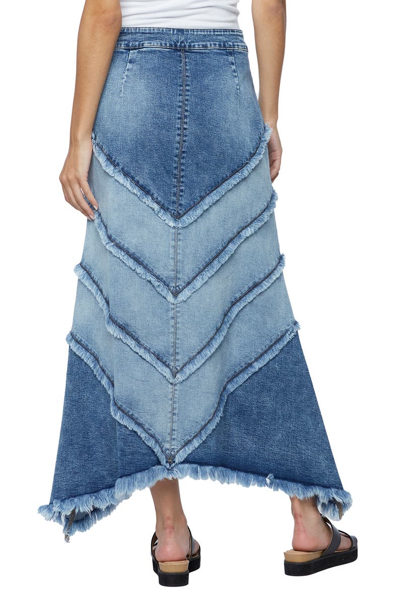 Chevron Denim Maxi Skirt, Alternate, color, TWILIGHT BLUE