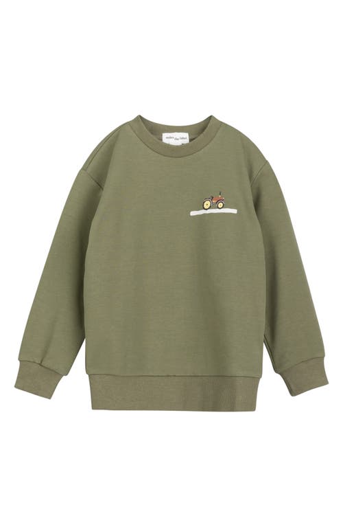 MILES BABY Kids' Corn Maze Cotton French Terry Graphic Sweatshirt in Green Dusty 