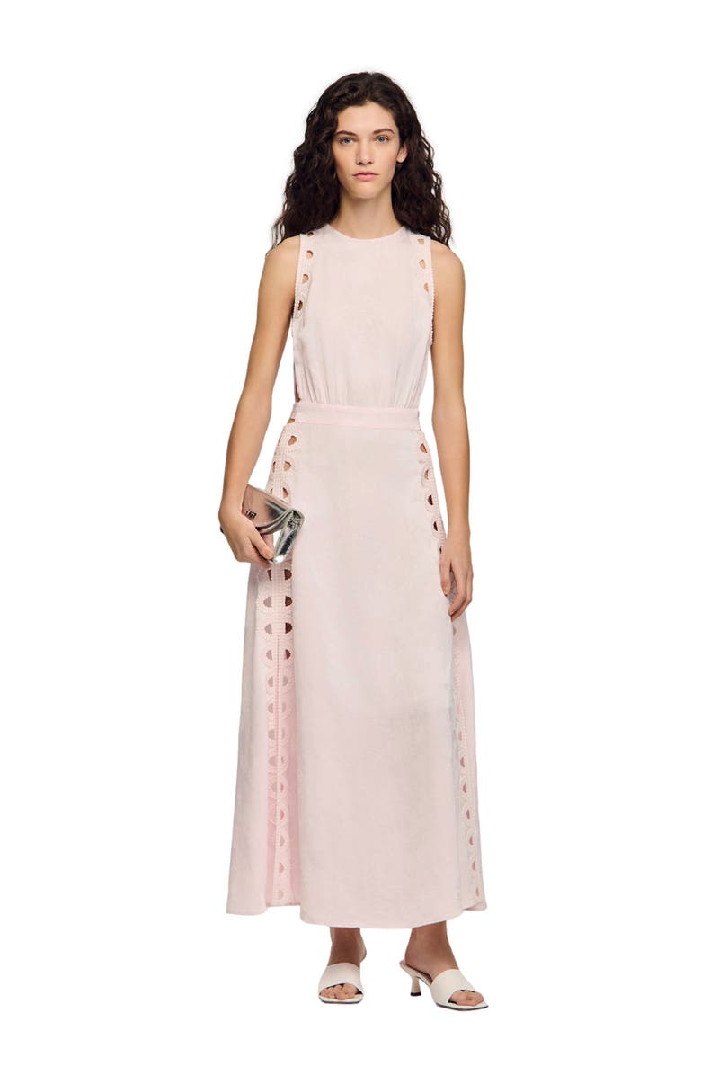 SANDRO Flower jacquard maxi dress, Alternate, color, Pink