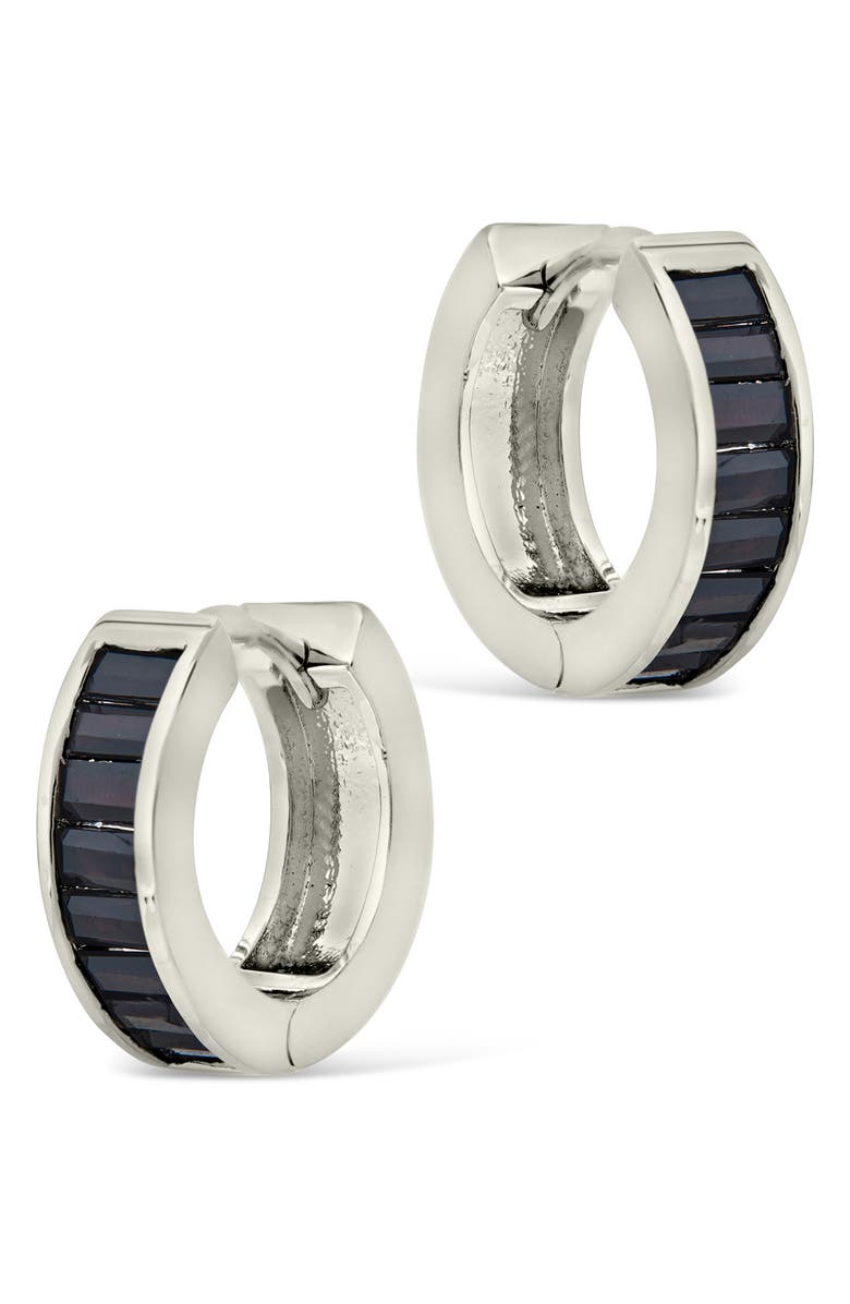 Sterling Forever Joelle Cubic Zirconia Hoop Earrings, Alternate, color,