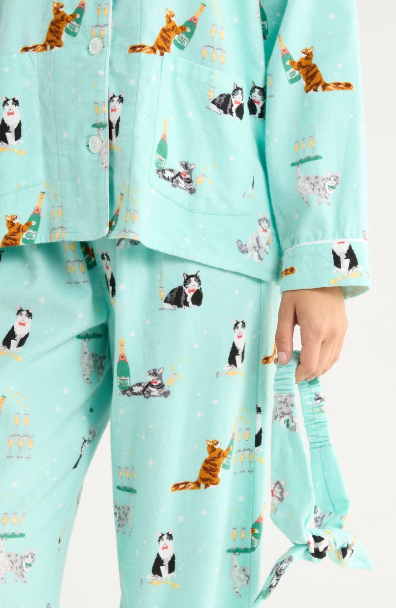 PJ Salvage Print Flannel Pajamas, Alternate, color, Mint