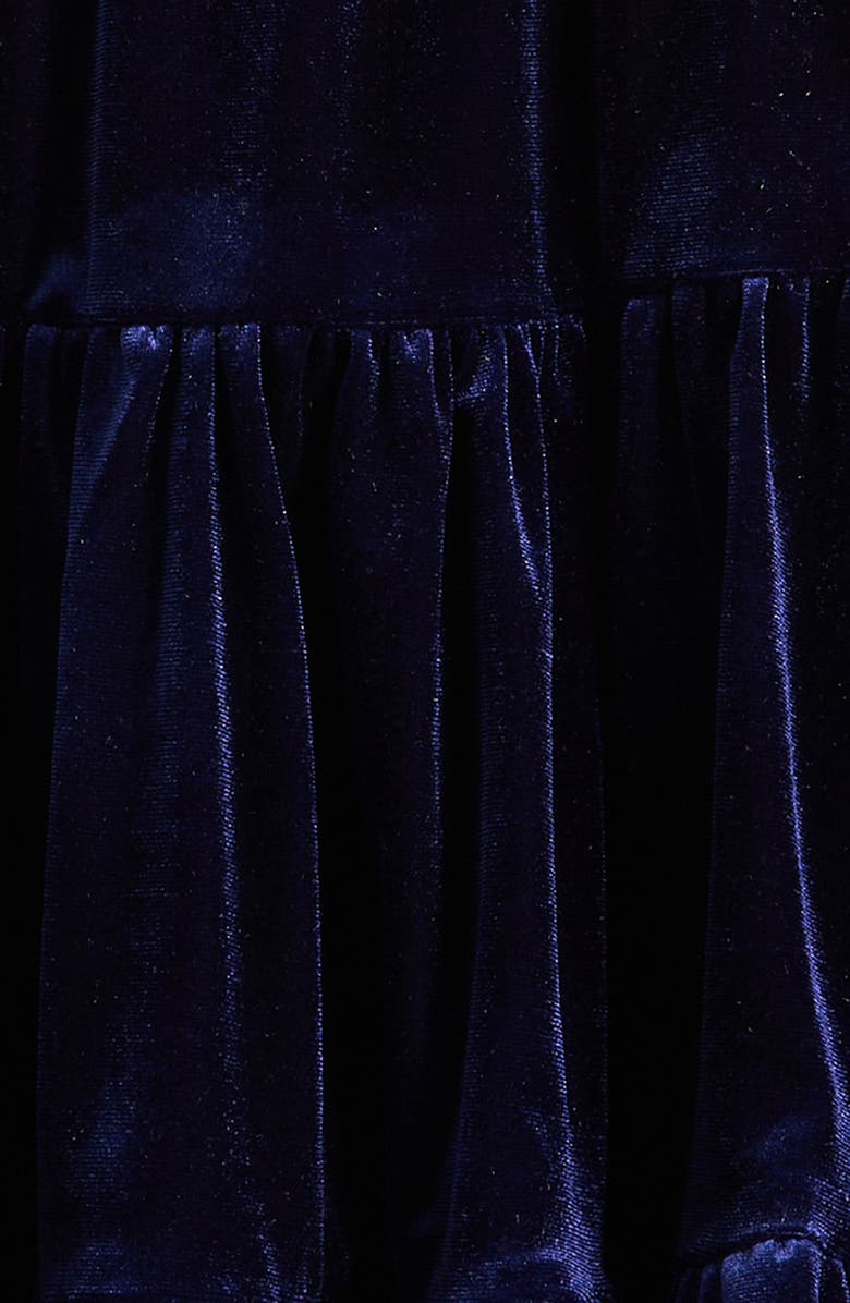 Ava & Yelly Kids' Tiered Velvet Babydoll Party Dress, Alternate, color, Navy