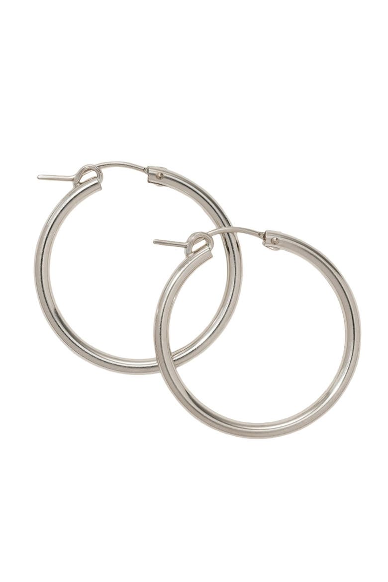 Maude Hoop Earrings, Main, color, Silver