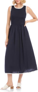 Karen Kane Edge Stitch Mixed Media Midi Dress