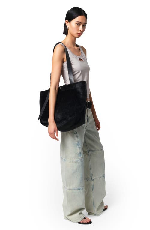 Apparis Esti Buckle Faux Hair Tote Bag In Noir