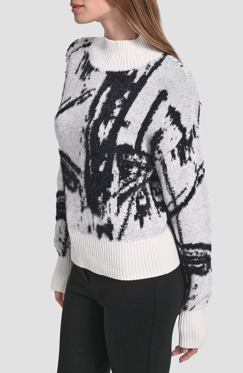 DKNY Oversize Intarsia Sweater, Alternate, color, Ivory/ Black