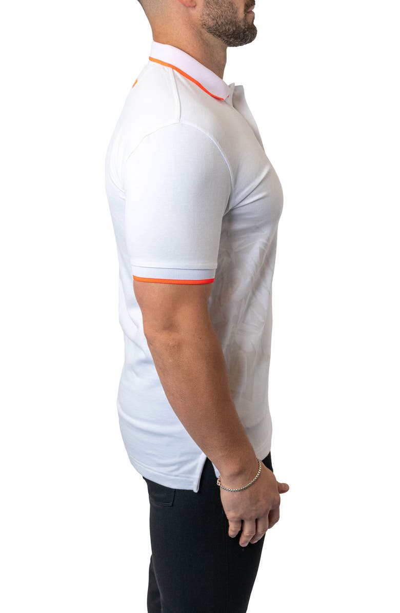 Maceoo Mozarttokyo Tipped White Graphic Polo, Alternate, color, White