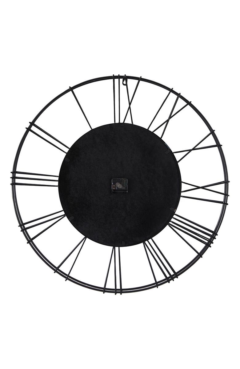VIVIAN LUNE HOME Black Metal Open Frame Wall Clock with Center Mirror, Alternate, color, 
