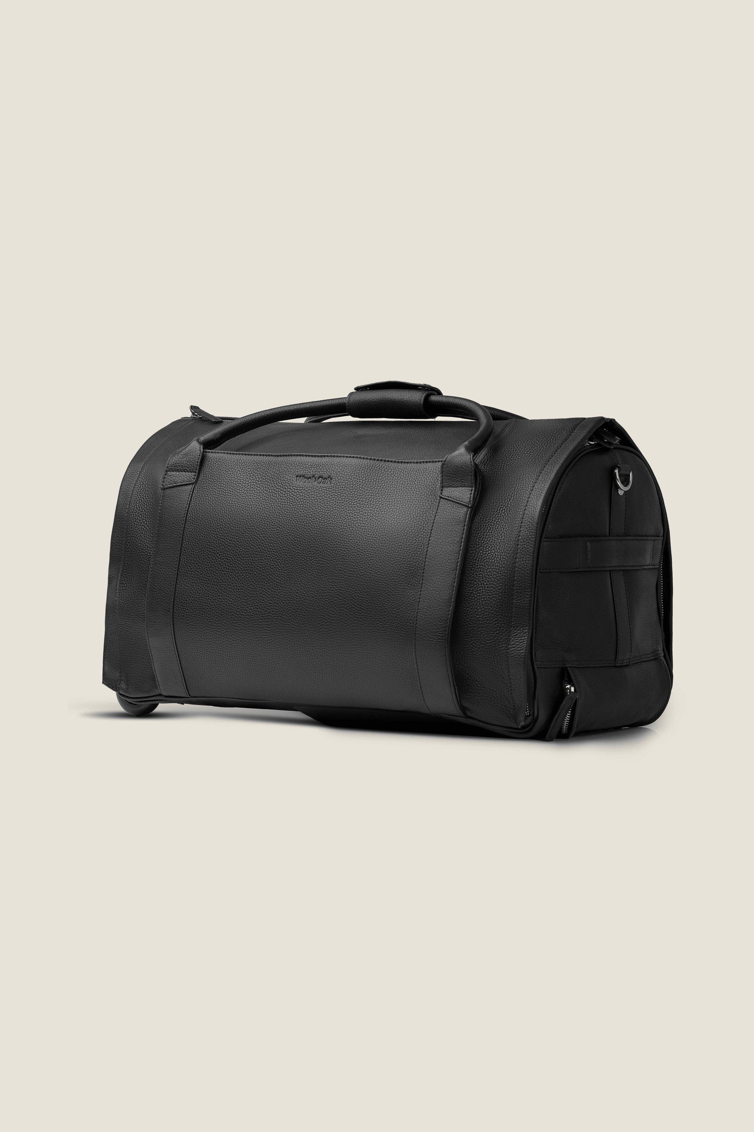 Nova Convertible Rolling Leather Garment Duffle, Main, color, Jet Black