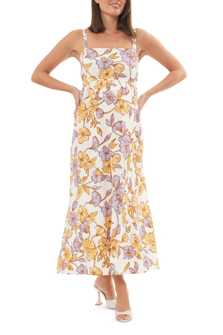 Brook Floral Maternity Sundress, Main, color, NATURAL