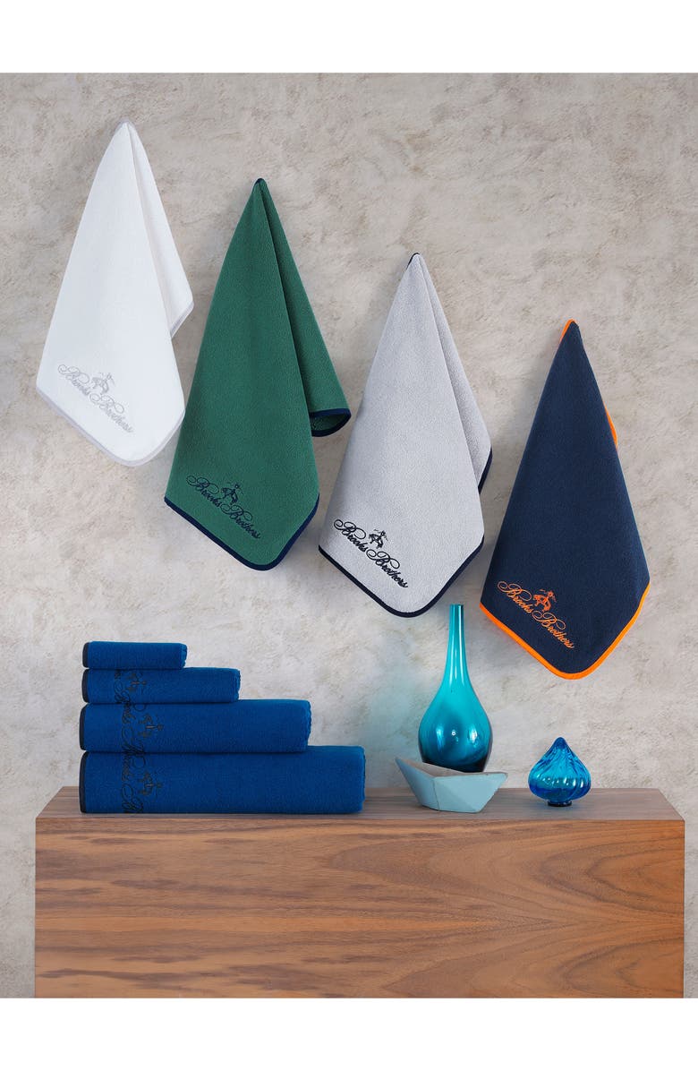 Brooks Brothers Contrast Border Turkish Cotton Bath Essential, Alternate, color, Silver