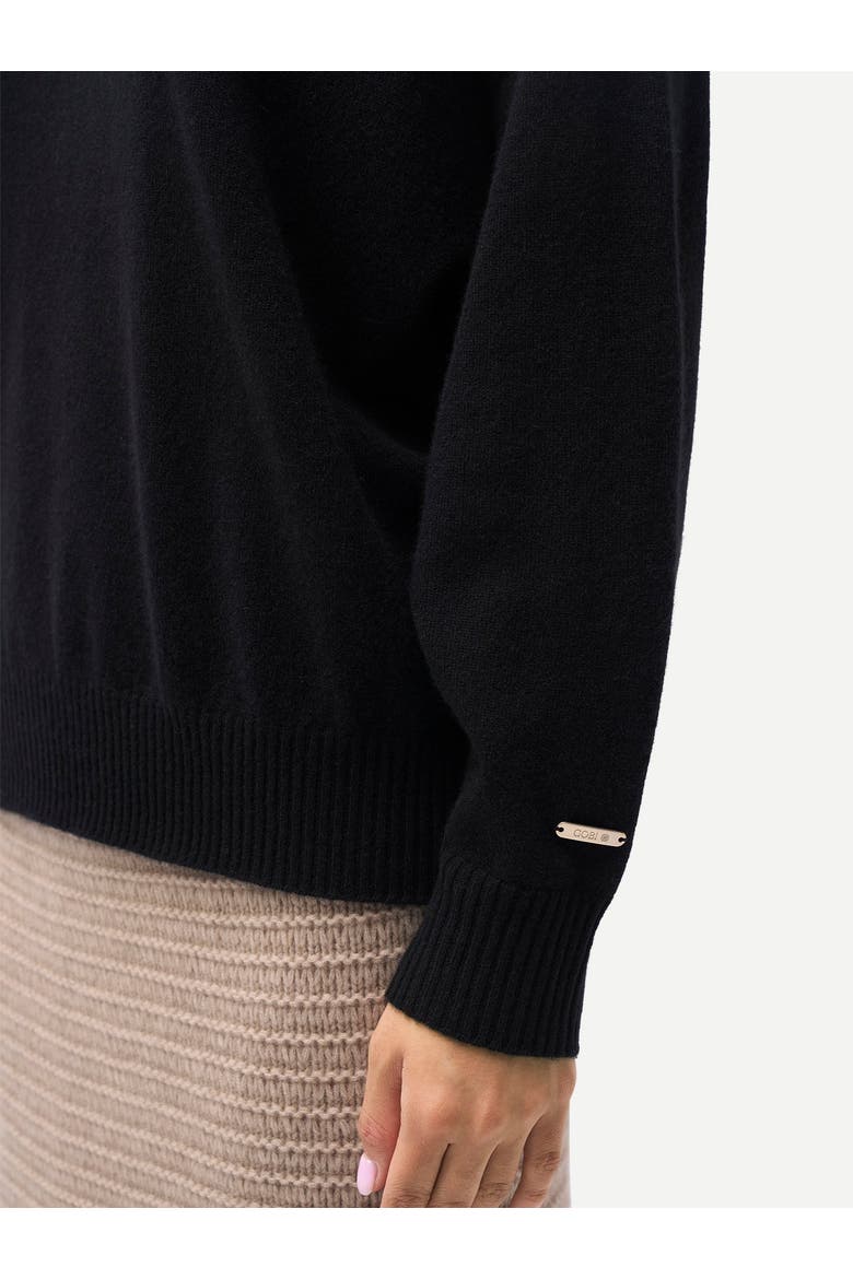 Women T-Neck Cashmere Sweater, Alternate, color, black