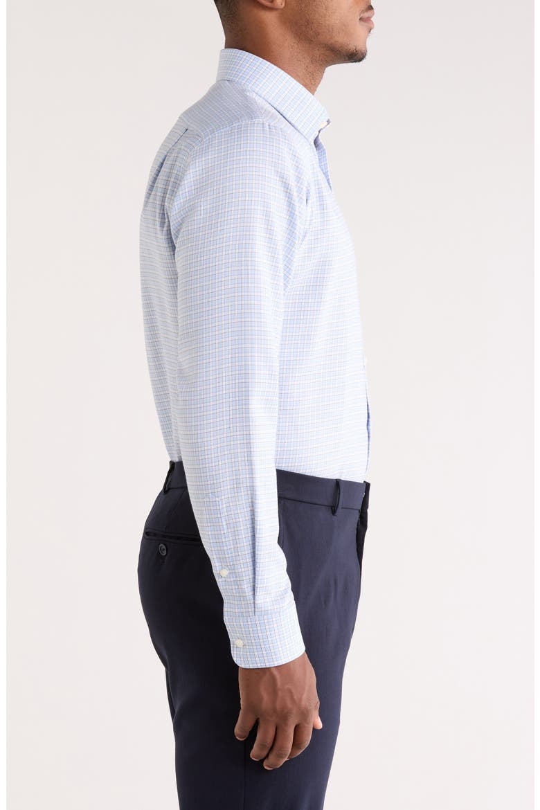 Trim Fit Check Premium Non Iron Cotton Button-Up Shirt, Alternate, color, BLUE PINE RIDGE GRID