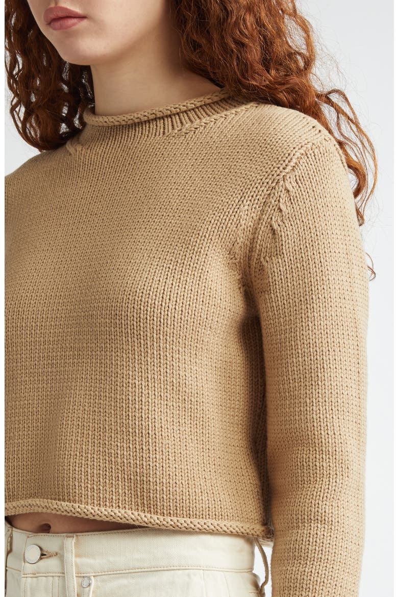 Briony Mock Neck Crop Sweater, Alternate, color, STONE KHAKI
