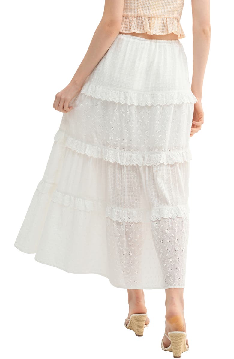 All in Favor Tiered Ruffle Cotton Blend Skirt, Alternate, color,
