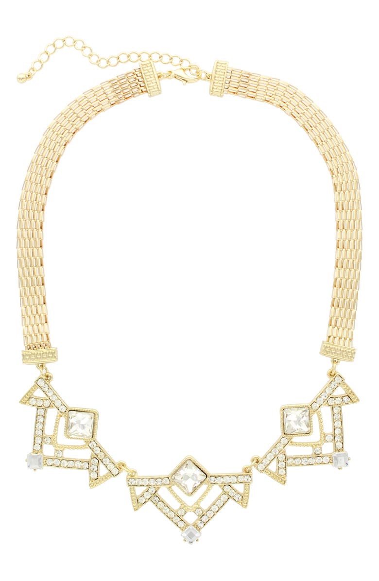 OLIVIA WELLES Geometric Dazzle Necklace, Alternate, color, Gold / Clear