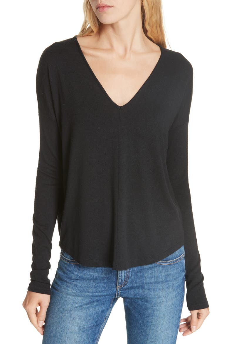 The Knit Long Sleeve Tee, Main, color, BLACK