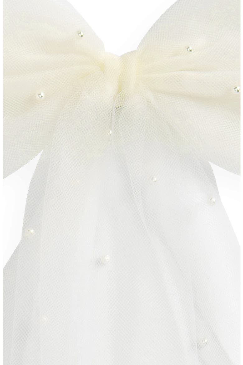 Aluma Faux Pearl Tulle Bow, Alternate, color, IVORY