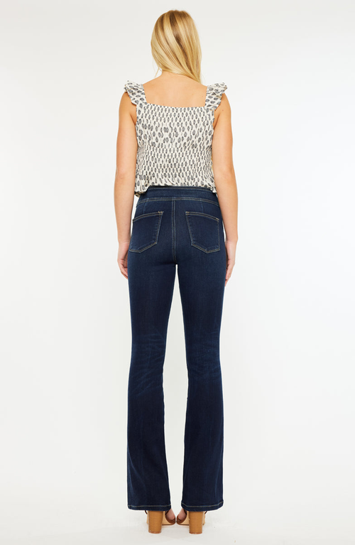 Kancan Seren High Rise Exposed Button Bootcut Jeans In Black