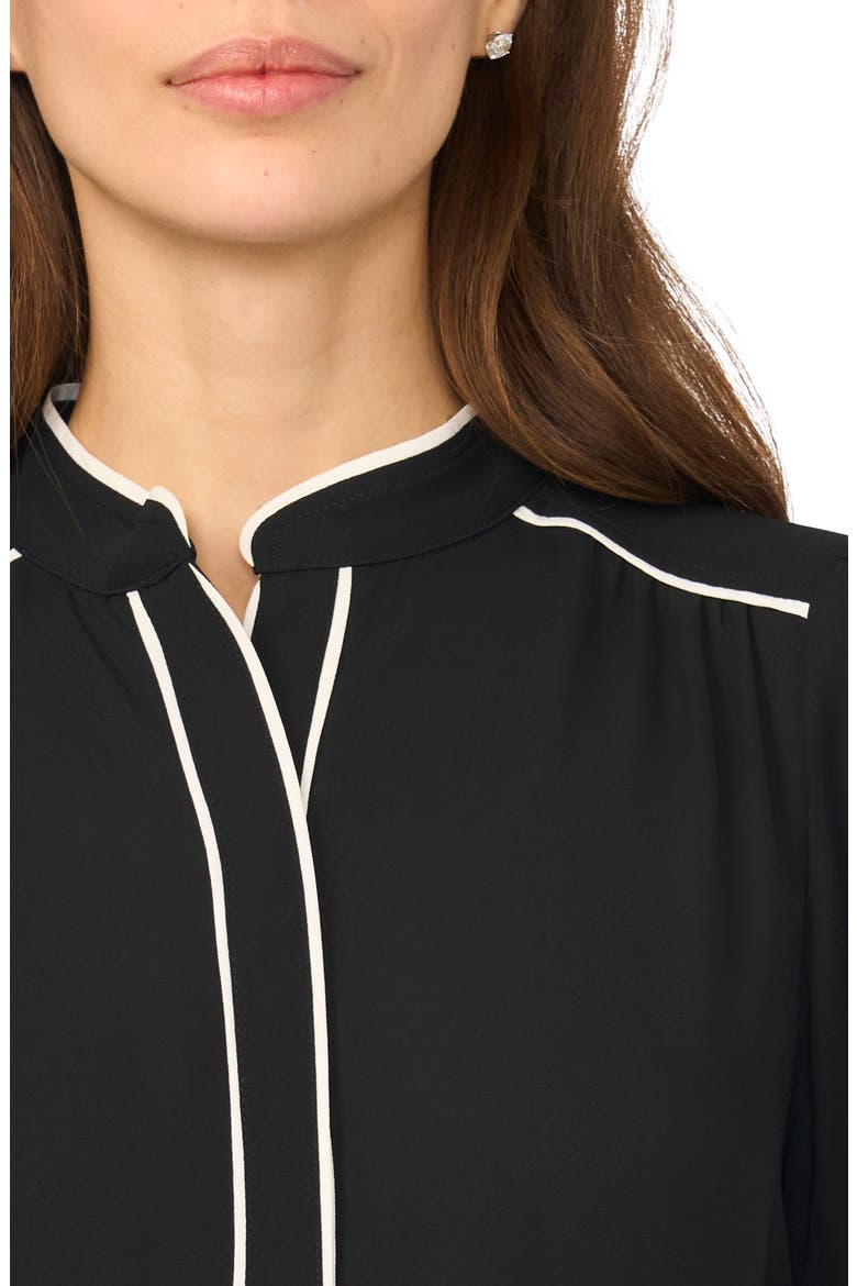 Piping Detail Long Sleeve Top, Alternate, color, RICH BLACK
