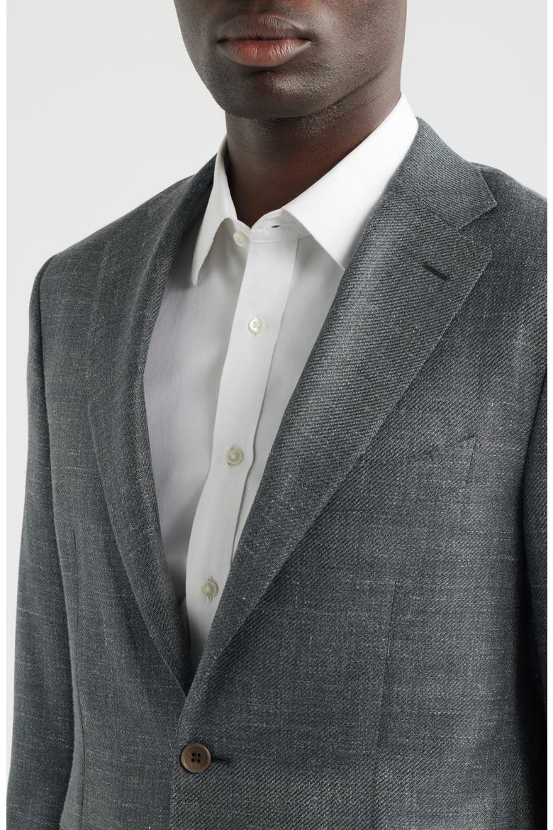 Grey Slub Wool & Silk Blend Sport Coat, Alternate, color, GREY
