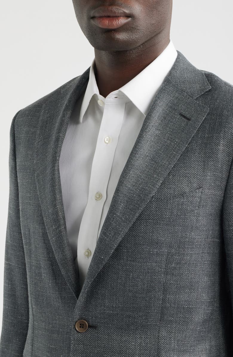 Canali Grey Slub Wool & Silk Blend Sport Coat, Alternate, color, Grey