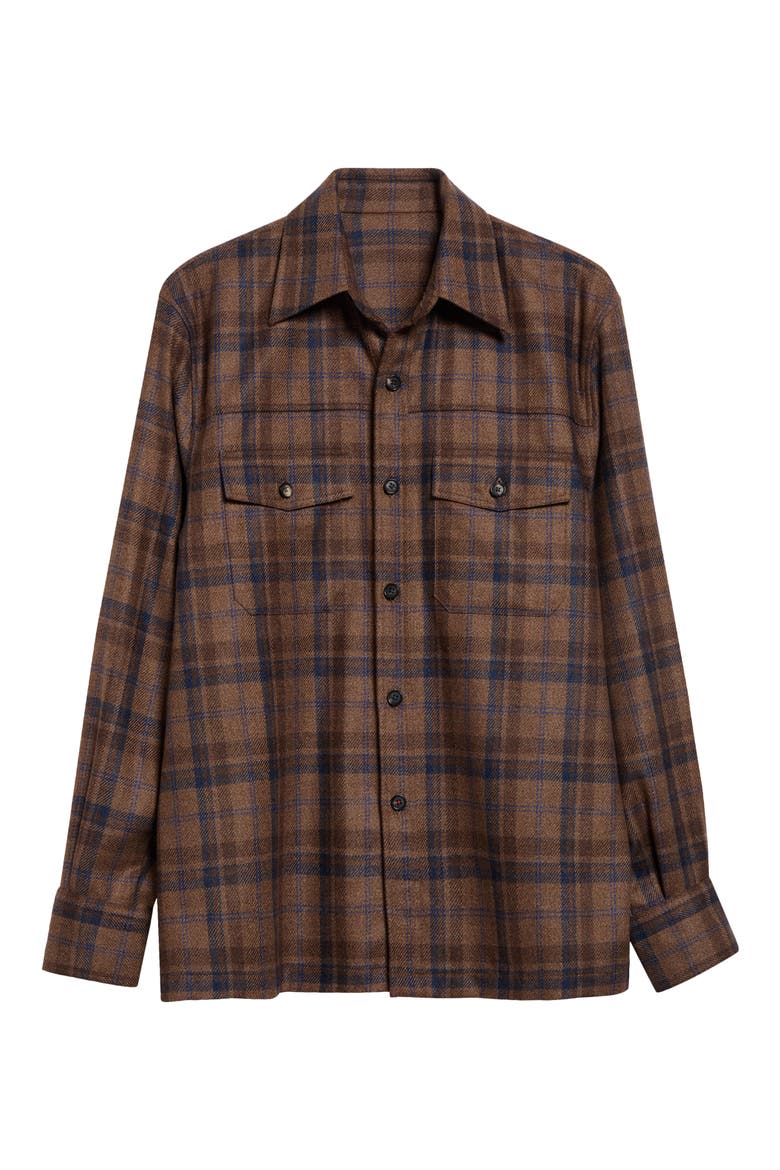 Plaid Wool & Silk Tweed Overshirt, Alternate, color, MEDIUM BRO 420