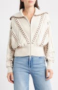 Rails Lune Whipstitch Detail Cotton Blend Bomber Sweater