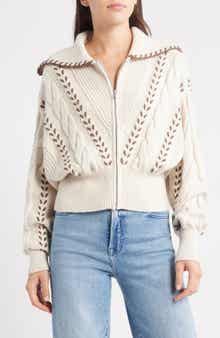 Rails Lune Whipstitch Detail Cotton Blend Bomber Sweater