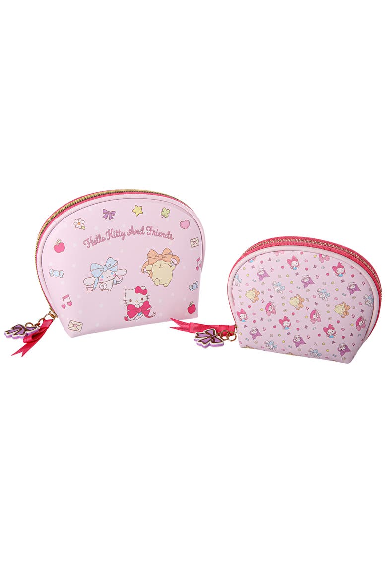 Large and Small Dome Cosmetic Travel Bag Set, Main, color, Pink