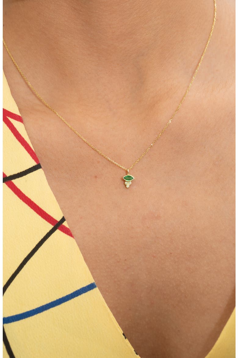 Marquise Emerald Crown Necklace, Alternate, color, YELLOW GOLD/ DIAMOND/ EMERALD